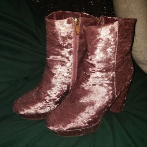 Mauve Velvet Booties